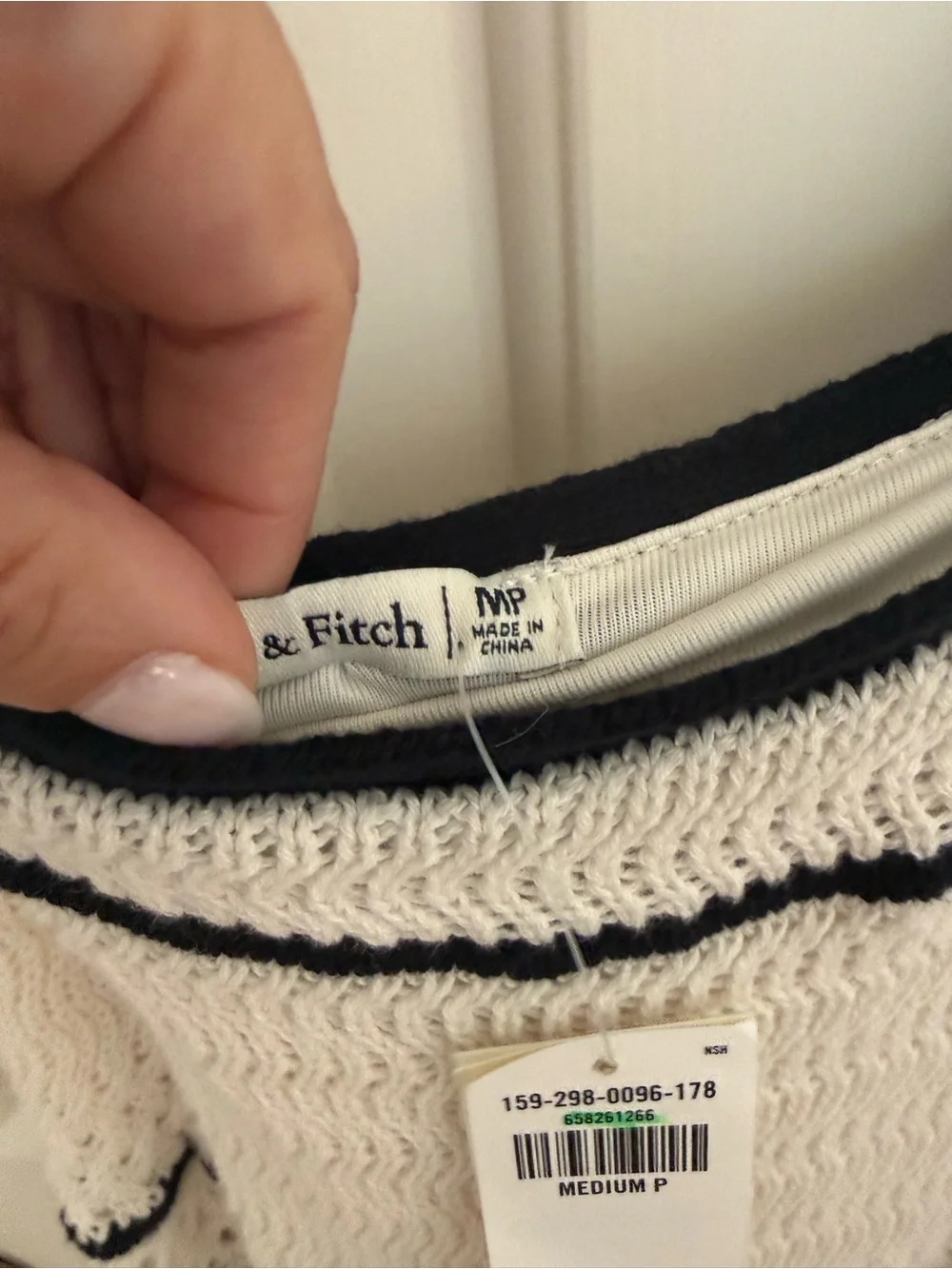 Abercrombie & Fitch Cream Crochet Maxi Dress with Black Trim